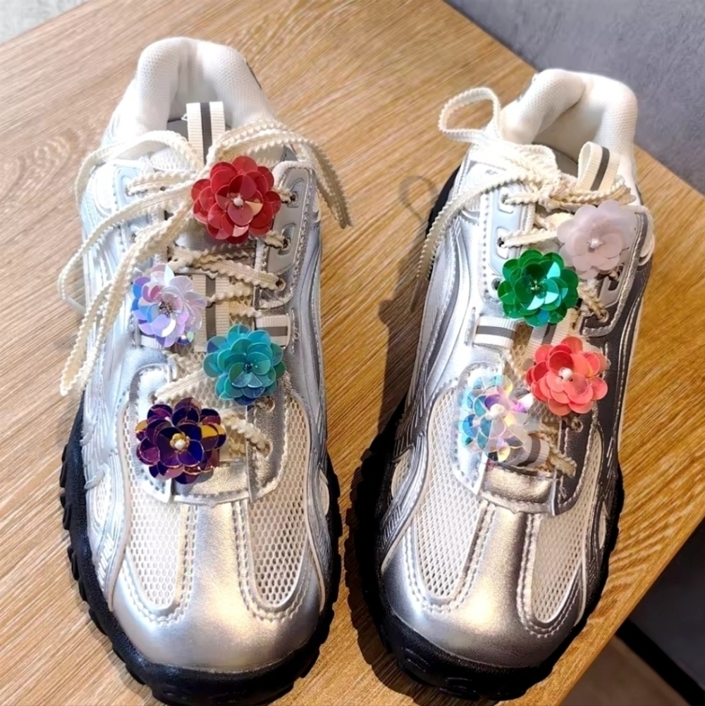 NEW Bundle 8 Floral Sequin Sneakers Shoe Charms Accessories